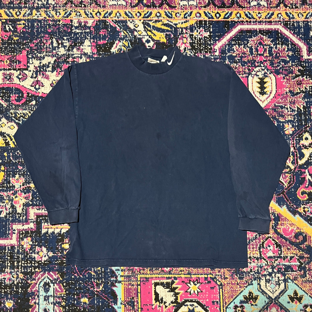 Vintage Nike Navy Blue Turtleneck Long Sleeve Shirt Size X-Large