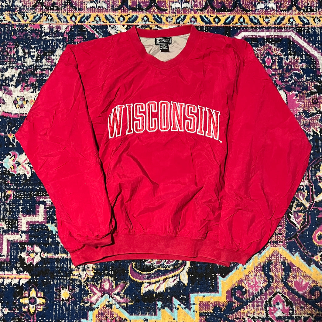 Vtg Wisconsin Badgers Windbreaker Jacket Retro Pullover Embroidered Size Large