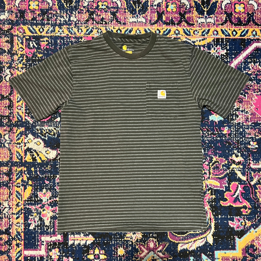 Carhartt T Shirt Pocket Tee Original Fit Gray Stripes Short Sleeve Size Medium